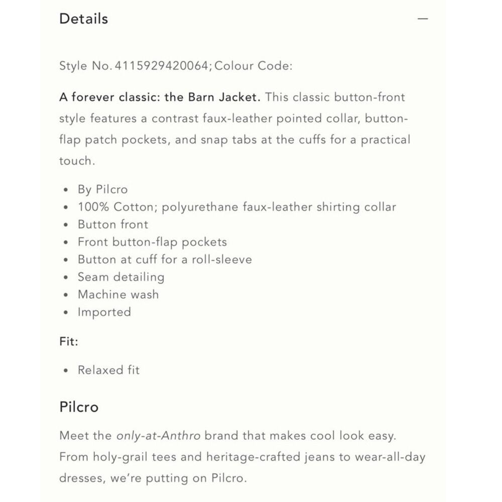 Pilcro Anthropologie Barn Jacket – XL – Tan w/ Faux Leather Collar - Picture 5 of 12